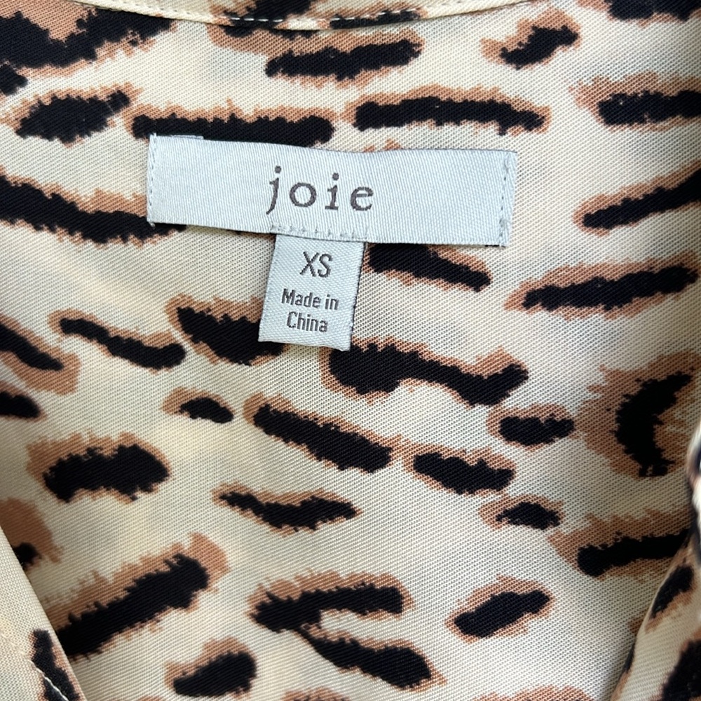 NWT Joie Lidelle C Ecru Leopard Print Button Front Blouse Size XS - Picture 5 of 13
